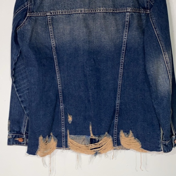 Dear John Elsie Oversized Destructed Frayed Hem 100% Cotton Denim Jacket Size M - Picture 9 of 16